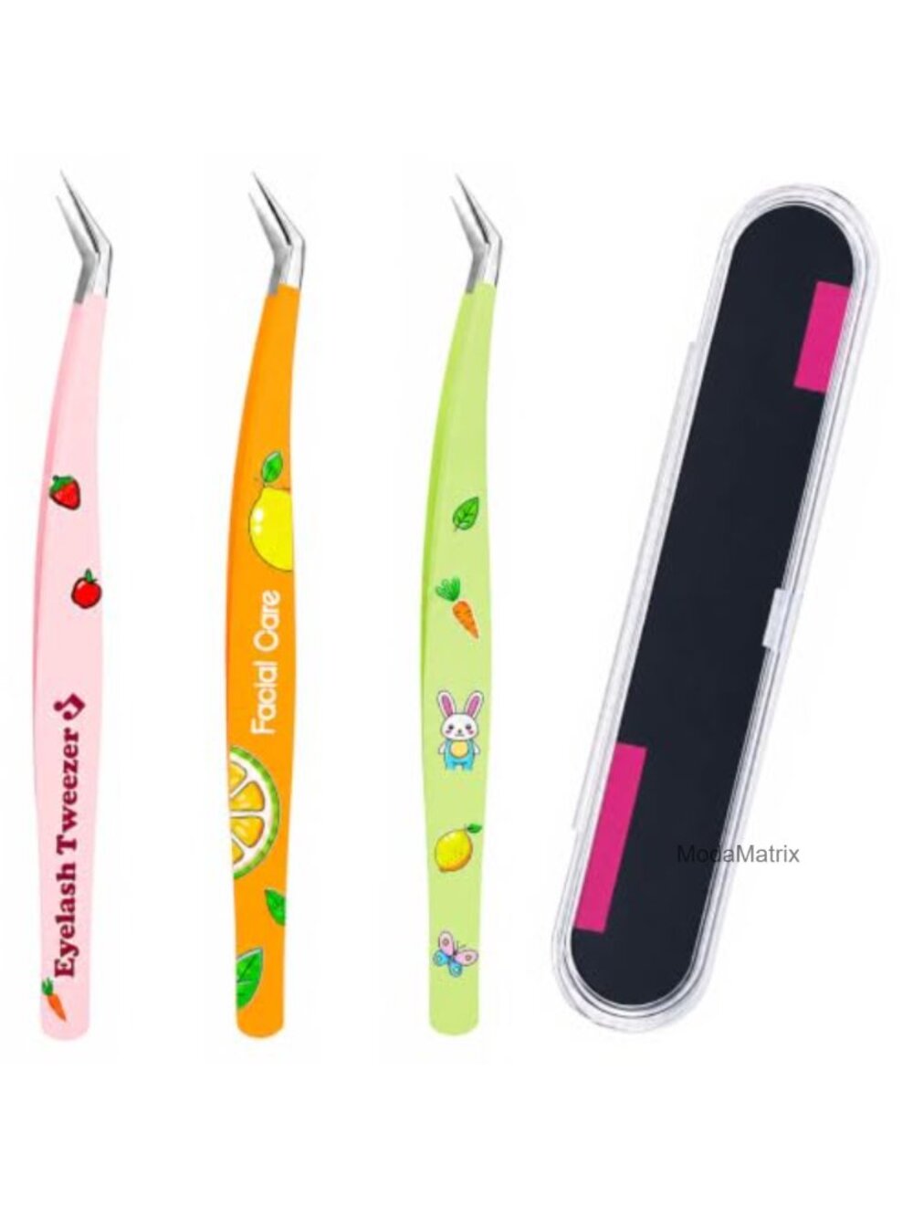 Slant Tip Eyelash Tweezers Set Stainless Steel Precision Lash Extension Tool